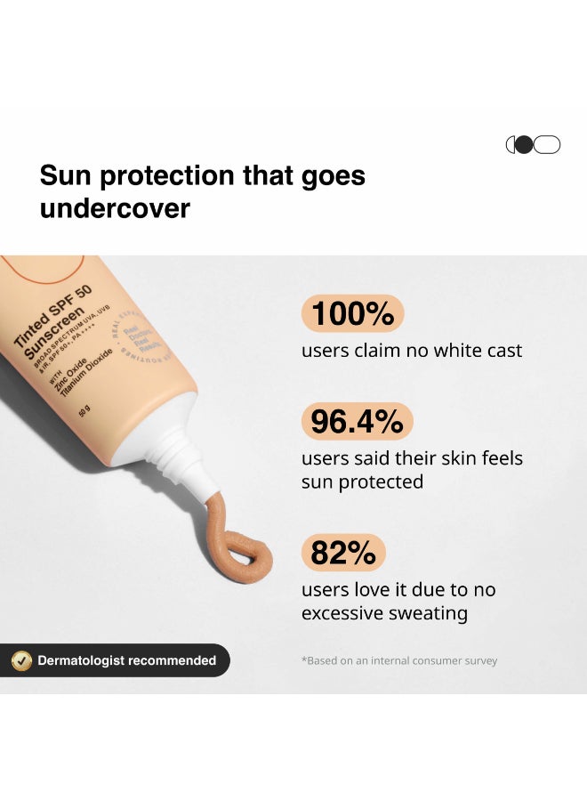 Cureskin واقي شمس معدني بلمسة نهائية غير لامعة مع تلوين SPF 50 PA++++ | حماية واسعة النطاق من الشمس (UVA/UVB/IR) مع ثاني أكسيد التيتانيوم، 50 جرام (عبوة واحدة) - Image 3